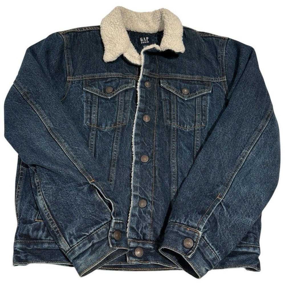GAP Sherpa Lined Denim Jacket Women's Small Boyfriend‎ Fit 72554